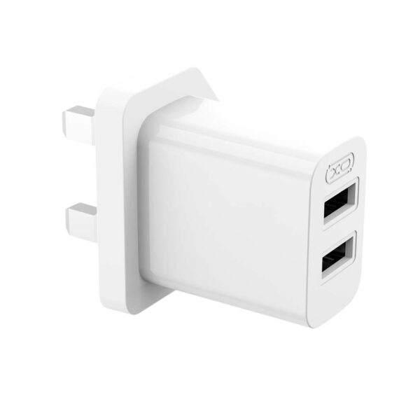 XO L109 (UK) Dual USB-A 2.4A Charger with Type-C cable