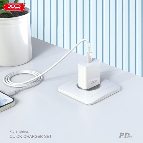 01_4__1_1.jpg XO L126 USB-C PD20W Fast Charging Charger with Lightning cable(NB-Q189A)