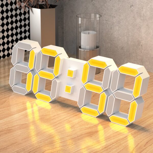 EDUP EH-LED1319 3D LED Wall Clock 9.5 Remote Control Digital Nightlight