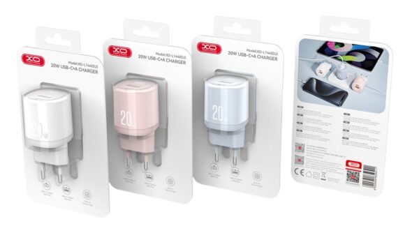 XO L144(EU) PD20W 1USB-A+1USB-C Φορτιστής Ροζ