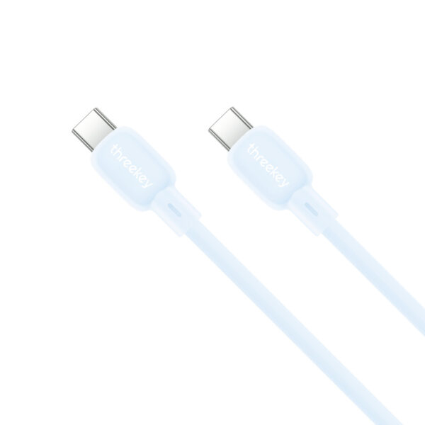 030.03.jpg ThreeKey TK-NB09 Καλώδια Σιλικόνης Type-C σε Type-C 60W Μπλε