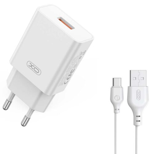 XO L127 USB-A QC18W Φορτιστής Γρήγορης Φόρτισης με Type-C Καλώδιο