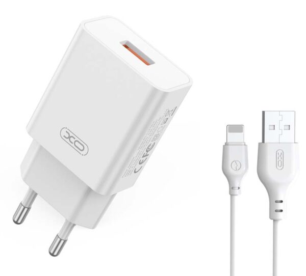 XO L127 USB-A QC18W Φορτιστής Γρήγορης Φόρτισης με Lightning Καλώδιο