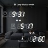 EDUP EH-LED1319 3D LED Wall Clock 9.5 Remote Control Digital Nightlight