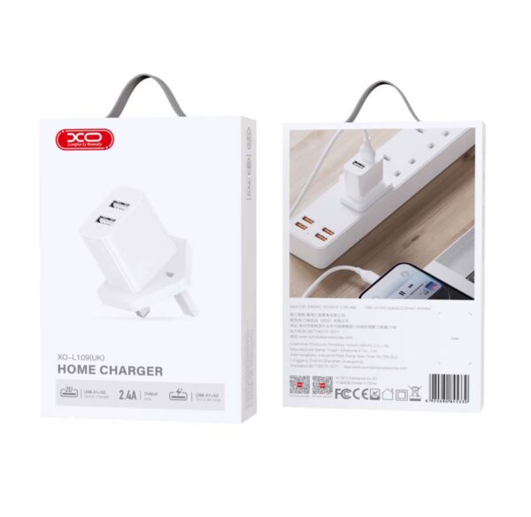 XO L109 (UK) Dual USB-A 2.4A Charger