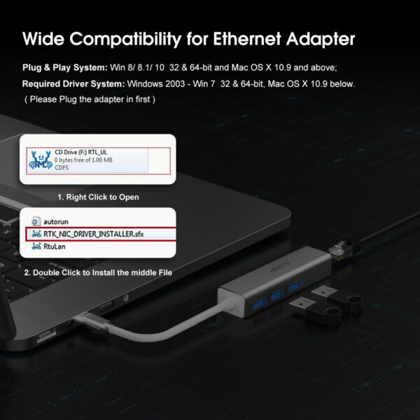 EDUP EP-9801 10/100/1000Mbps Type-C LAN Adapter USB 3.0 Port
