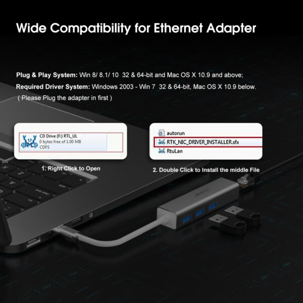 EDUP EP-9801 10/100/1000Mbps Type-C LAN Adapter USB 3.0 Port
