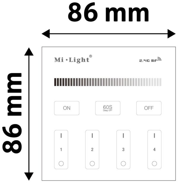 Avide LED Ταινία 12-24V Ντίμερ 4 Ζωνών RF Χωνευτό /2xAAA/ Αφής
