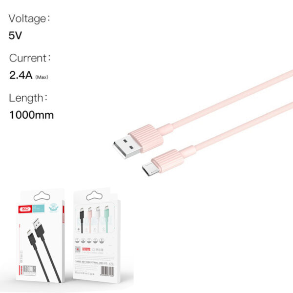 156-micro-pin.jpg XO NB156 USB Καλώδιο Φόρτισης για Micro Ροζ