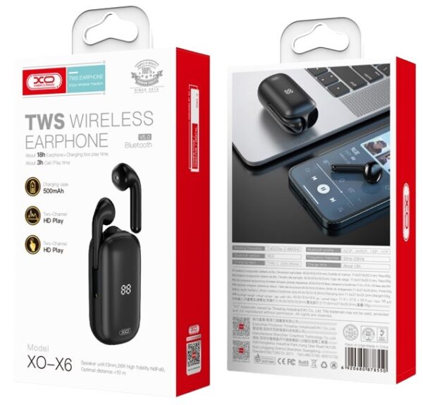 XO X6 TWS Bluetooth Μαύρο