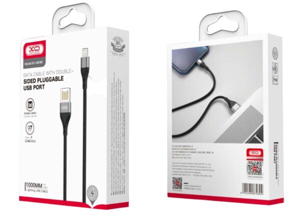 188l1-photoroom.png-photoroom.jpg XO NB188 2.4A Διπλής Φοράς Φόρτιση USB Lightning 1m Γκρί