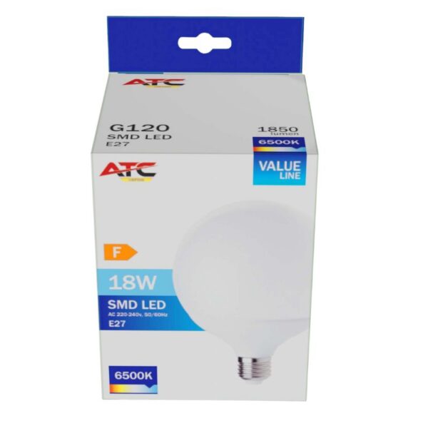 ATC SMD Λαμπτήρας LED Globe G120 230V 18W/1850LM E27 6500K