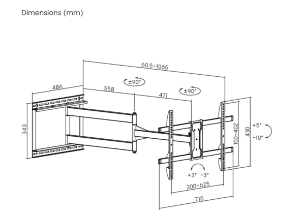 1_.png ATC-8463XL Βάση Τηλεόραση με Βραχίονα για 43"-80" TVs