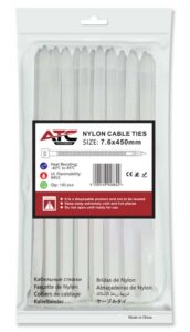 ATC Δεματικά 7.6x450mm Νάιλον Λευκά 100τμχ Σακουλάκι