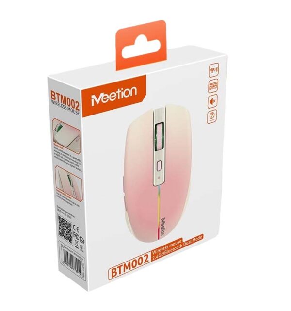 Meetion BTM002 Ασύρματο Ποντίκι Bluetooth (Ροζ)