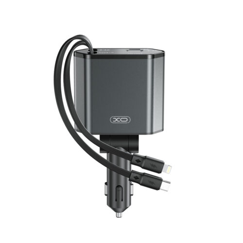 20241003131459_fortistis_aytokinitou_gri_mecc62.jpeg XO CC62 Smart Μεταλλικός 4 σε 1 Retractable Φορτιστής Αυτοκινήτου