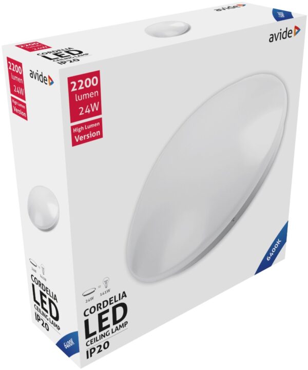 2200.jpg Avide LED Μοντέρνα Πλαφονιέρα Οροφής Cordelia 24W 380*110.0mm Ψυχρό 6400K
