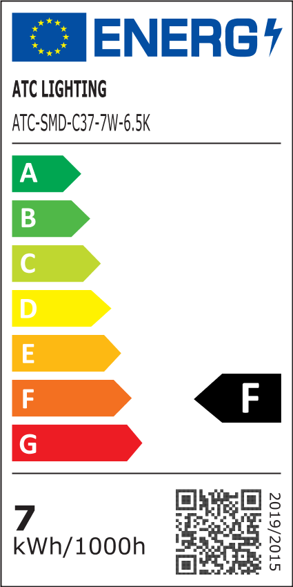 25.001.0018label.png ATC SMD Λαμπτήρας LED Κερί C37 230V 7W/600LM E14 6500K