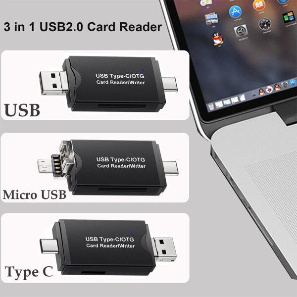 4in1 card reader Micro+2.0 A+Type C+Lightning
