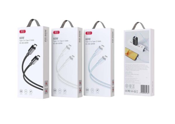 XO NB-Q250B Καλώδιο Φόρτισης & Data PD 60W Type-C σε Type-C PVC 1m Μπλέ