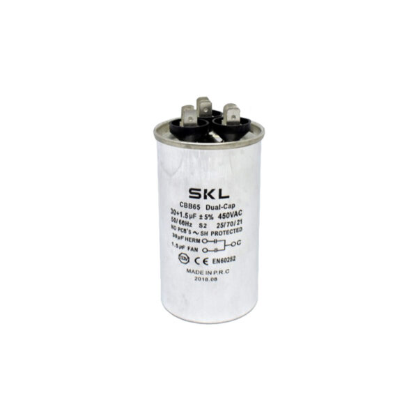 Πυκνωτής λειτουργίας διπλός 30+1,5μF /370Volt κλιματιστικού γενικής χρήσης