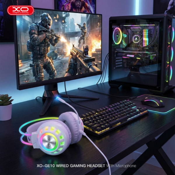 37.png XO GE10 Gaming Ενσύρματα Ακουστικά RGB με Μικρόφωνο Λευκά