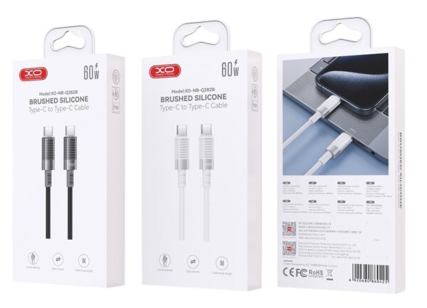 XO NB-Q282B Καλώδιο Σιλικόνης Type-c σε Type-c 60W Μαύρο