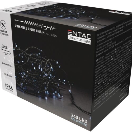 442.jpg Entac Χριστουγεννιάτικα Λαμπάκια Επέκταση IP44 240 LED Ψυχρό 24m (Χωρίς Τροφοδοτικό)