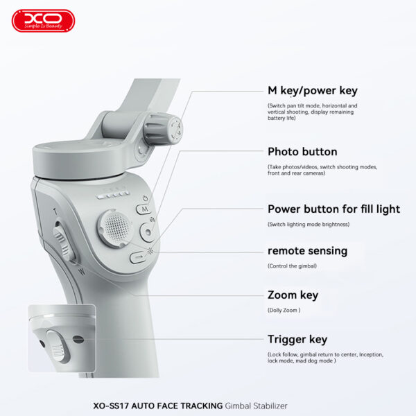 XO SS17 Smart Selfie Stick με κλίση τριών αξόνων Anti Shake