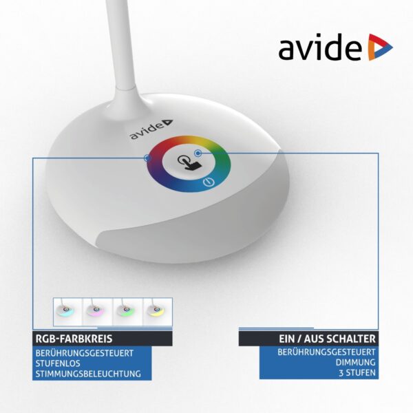 Avide LED Φωτιστικό Γραφείου RGB Άσπρο 4W