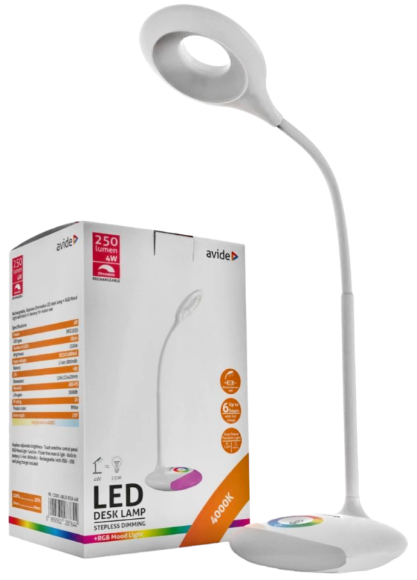 Avide LED Φωτιστικό Γραφείου RGB Άσπρο 4W