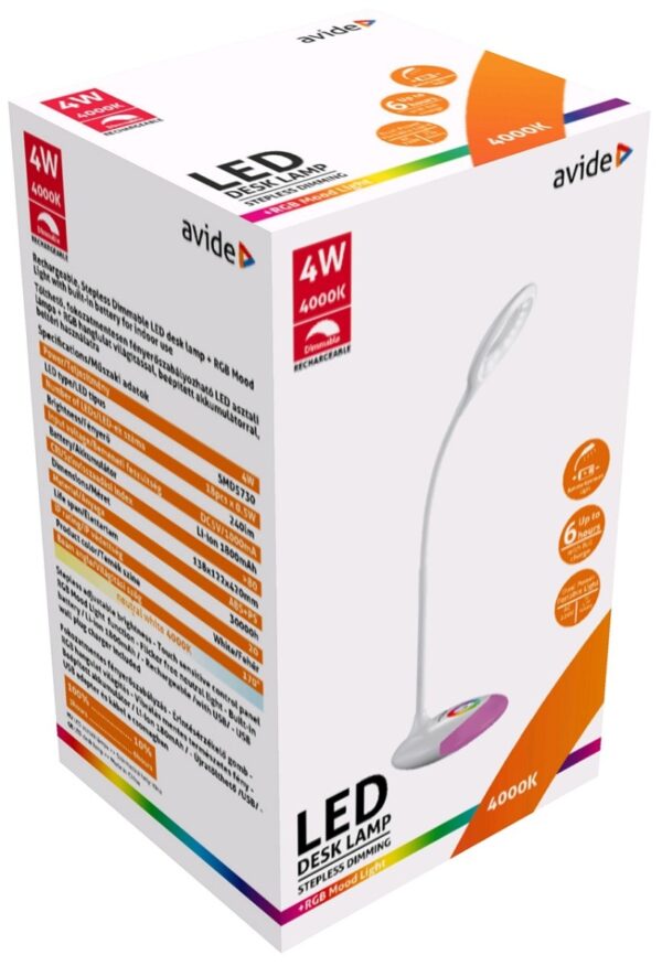 Avide LED Φωτιστικό Γραφείου RGB Άσπρο 4W