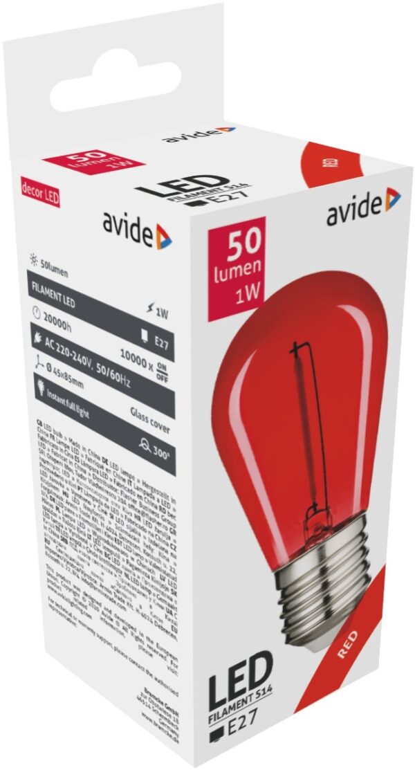 51.jpg Avide LED Διακοσμητική Λάμπα Filament 0.6W E27 Κόκκινο