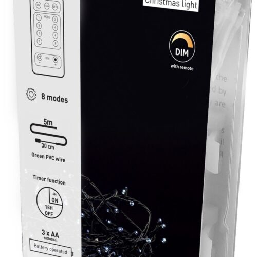54.jpg Entac Χριστουγεννιάτικα Λαμπάκια IP44 50 LED Ψυχρό 5m με τηλεχειριστήριο (3xAA Δεν περιλαμβ.)