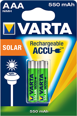 550varta_2.png Varta Επαναφορτιζόμενη Solar 550mAh HR03 AAA (2τμχ)