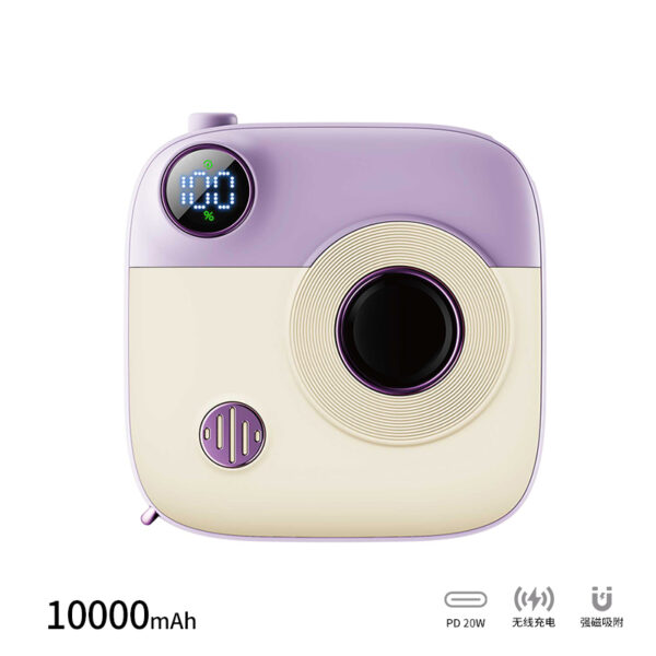 5_1.jpg XO PR223 mini camera digital display fast charging power bank 10000mAh (Purple & White)