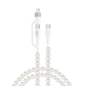 XO NB-Q310 Καλώδιο Φόρτισης & Μεταφοράς Δεδομένων με Πέρλες Type-C σε Type-C (60W) & Lighting (27W) 1m