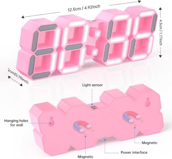 EDUP EH-LEDNI-B-1 Ρολόι τοίχου 3D LED 5,2" Μίνι Ροζ
