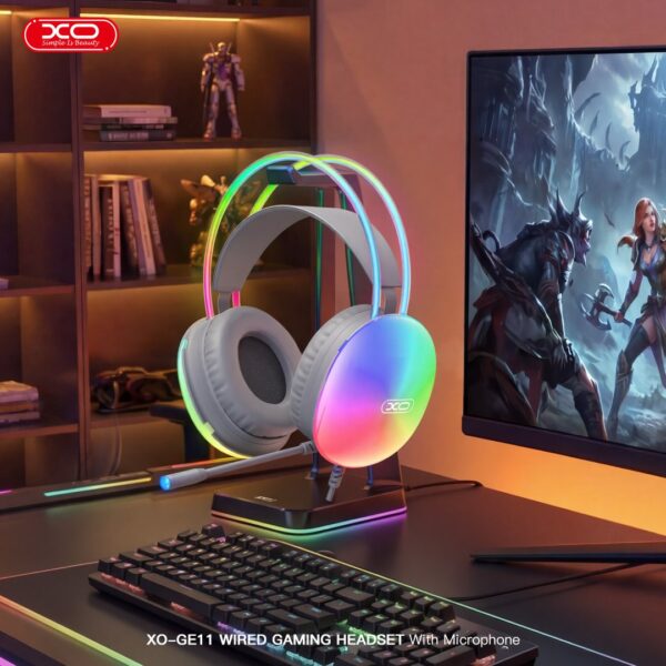 XO GE11 Gaming Ενσύρματα Ακουστικά με RGB Φωτισμό & Μικρόφωνο Λευκά