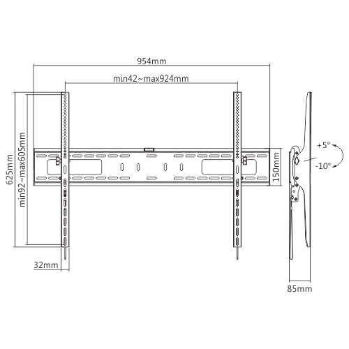 62f636da327ffa0002ab7f78.jpg Brateck Βάση TV Επιτοίχια LP42-69T 60" - 100"