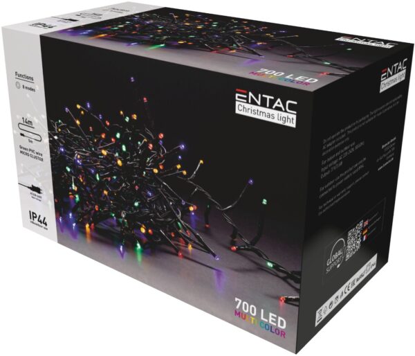700.jpg Entac Χριστουγεννιάτικα Λαμπάκια IP44 700 LED Ψείρες Πολύχρωμα 14m