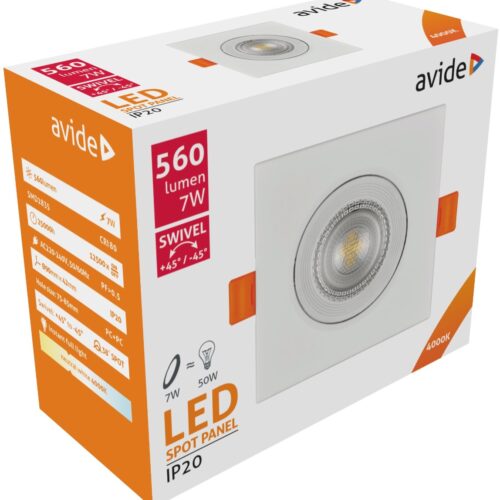 720.jpg Avide LED Χωνευτό Σπότ 38° Τετράγωνο 7W Λευκό 4000K