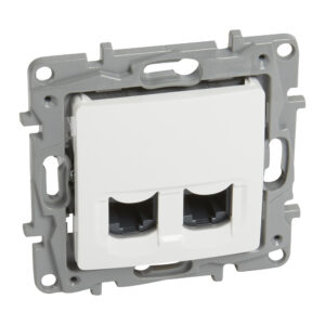 Niloe™ Ν Πρίζα RJ45 CAT6 τηλεφώνου και πληροφορικής διπλή- λευκό