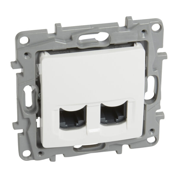 Niloe™ Ν Πρίζα RJ45 CAT6 τηλεφώνου και πληροφορικής διπλή- λευκό