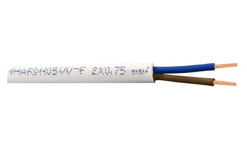 Καλώδιο εύκαμπτο 2x0.75mm στρογγυλό λευκό ανά μέτρο