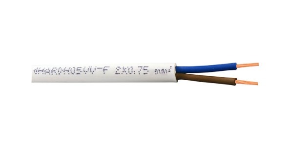 Καλώδιο εύκαμπτο 2x0.75mm στρογγυλό λευκό ανά μέτρο