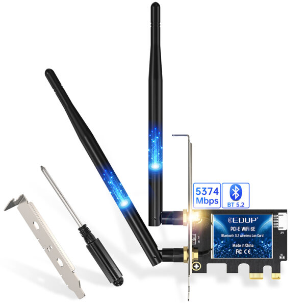 EDUP EP-9651GS WIFI 6EAX5400 + Bluetooth 5.3 PCI-E Network Adapter