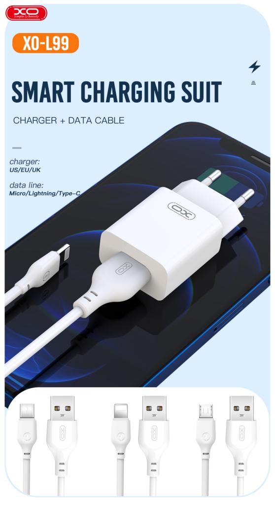 99b_2.jpg XO L99 2.4A Φορτιστής με Lightning Καλώδιο (NB103)