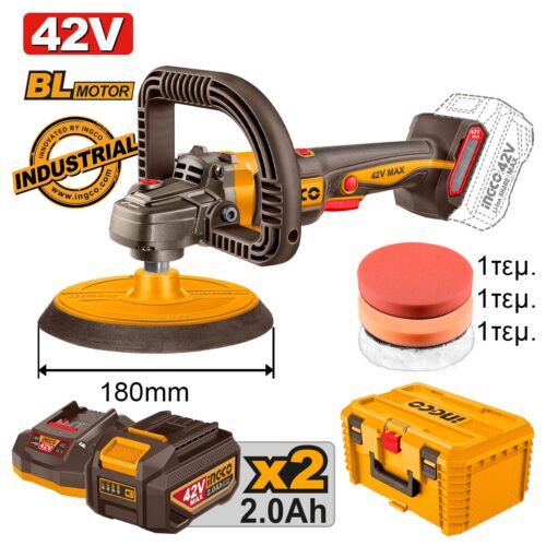 APLI42182E-1.jpg Αλοιφαδόρος Μπαταρίας 42V Li-Ion Φ 180mm +Εργαλειοθήκη Βαθιά 19"