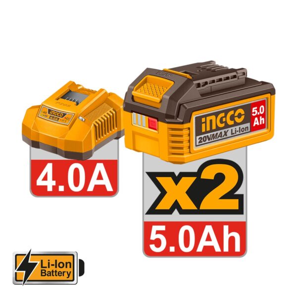 CAGLI2120272E-2.jpg Γωνιακός Τροχός Μπαταρίας 125mm 20V Li-Ion με Αντικραδασμική Πλαϊνή λαβή